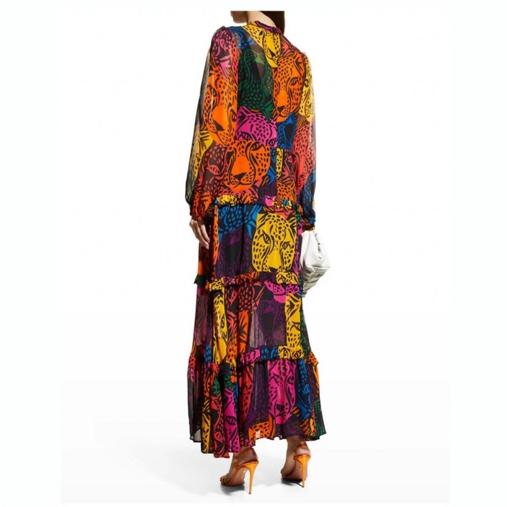 ๐ FARM Rio Rainbow Midnight Leopards Tiered Maxi dress - Picture 13 of 13